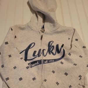 Lucky Brand Hoodie Cream and Navy Blue Cotton Girl's Boy's Gender Neutral Small